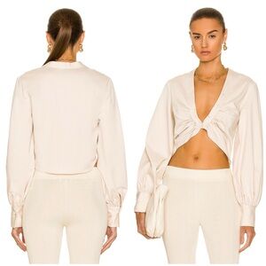 AUTEUR Harri Crop Top with Puff Sleeves NWT